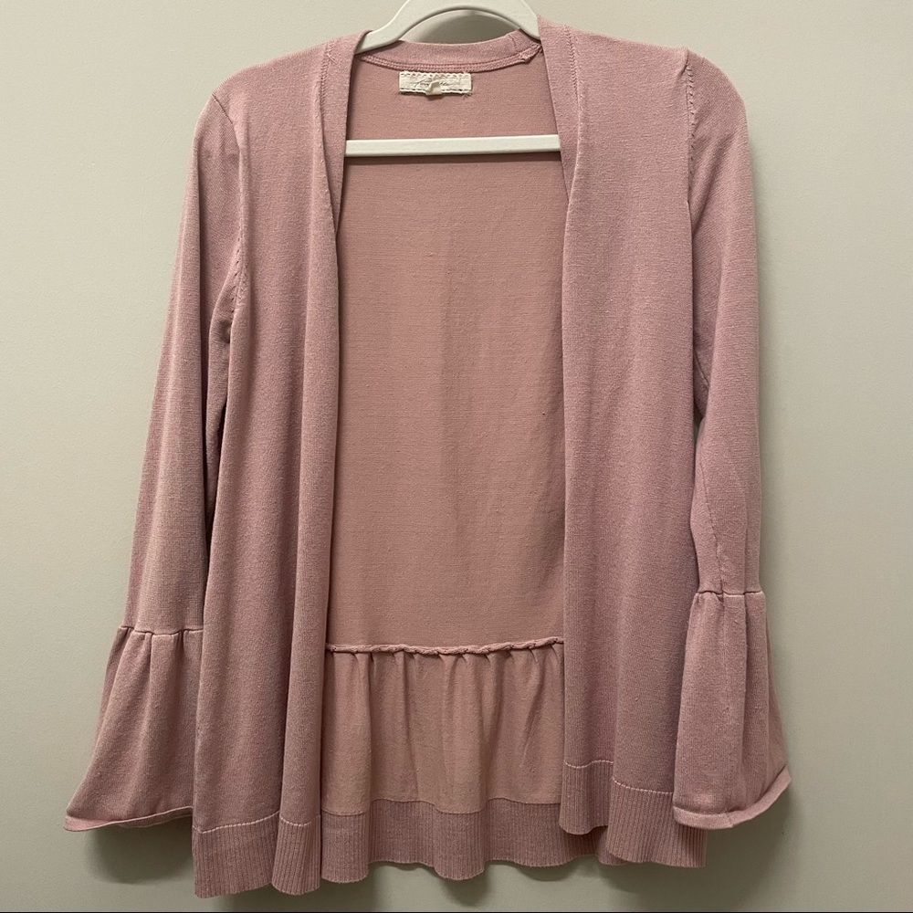 Purple Ruffle Sleeve Cardigan | M